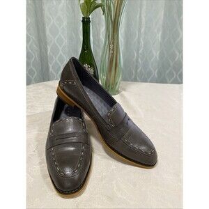 Mona flying Women's Leather Penny Loafer Skip On Flats Casual Sz 11.5 US 43EU